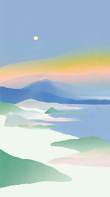 JPG 구름 물결 바다 컬러 일러스트 자연 하늘 아침 산 풍경 초원 해변 태양 평화 일출 고요 새벽 윤곽 수평선 국내일러스트 AI일러스트 AI콘텐츠 주간 자연요소 컨셉 노을 생태계 파일형식