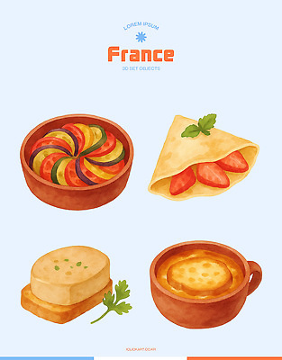 PSD 문화 예술 음식 채소 과일 일러스트 디저트 요리 식사 전시 전통음식 프랑스 맛 레시피 크레페 프랑스음식 라타투이 미각 국내일러스트 전통 유럽 컨셉 서양음식 감각 파일형식