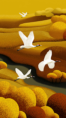 JPG 나무 동물 하늘색 일러스트 자연 조류 하늘 산 풍경 강 평화 학 가을 시골 비행 생태 조화 뷰티풀 국내일러스트 AI일러스트 AI콘텐츠 식물 계절 컨셉 파란색 생태계 파일형식