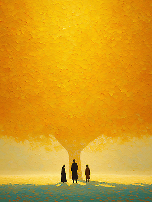 JPG 나무 감정 실루엣 여유 일러스트 가족 자연 함께함 사람 풍경 일상 여름 햇빛 노란색 평화 감상 편안함 느림 뷰티풀 색채 국내일러스트 AI일러스트 AI콘텐츠 식물 계절 컬러 컨셉 관계 촬영기법 라이프 태양 감각 생태계 파일형식