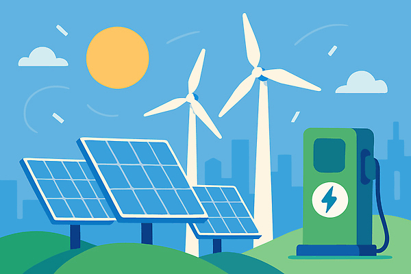 일러스트 자연 하늘 기술 관리 햇빛 환경 발전소 에너지 그린에너지 풍력에너지 전기에너지 시설 태양에너지 혁명 전환 청정 국내일러스트 AI파일 컨셉 태양 생태계 파일형식 벡터