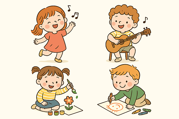 어린이 악기 음악 일러스트 모션 놀이 협력 함께함 친구 유치원 춤 색칠 생일 그리기 발전 즐거움 가치 놀기 상상력 창의력 국내일러스트 AI파일 교육 기념일 감정 컨셉 관계 문화예술 사람 파일형식 벡터