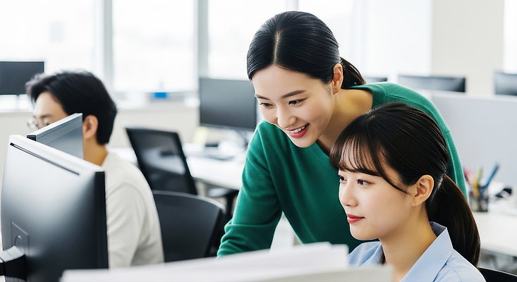 JPG 편집이미지 여자 남자 협력 기술 컴퓨터 사무실 업무 작업 직장인 집중 동료 모던 소통 의료성형뷰티 편집실사 AI인물포토 AI콘텐츠 직업 컨셉 비즈니스 관계 사람 전자제품 CG 파일형식 AI포토