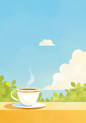 JPG 나무 식물 구름 감정 여유 커피 음료 일러스트 자연 탁자 하늘 아침 바람 따뜻함 풍경 야외 일상 파란색 햇빛 평화 차분 국내일러스트 AI일러스트 AI콘텐츠 주간 자연요소 컬러 가구 컨셉 날씨 라이프 태양 생태계 파일형식