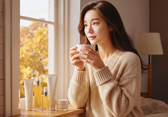 JPG 편집이미지 계절 여자 감정 여유 휴식 따뜻함 일상 생활 차 창가 피부관리 스킨케어 뷰티풀 의료성형뷰티 편집실사 AI인물포토 AI콘텐츠 음료 컨셉 창문 사람 라이프 뷰티 CG 파일형식 AI포토