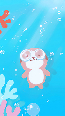 JPG 동물 바다 일러스트 생물 수영장 파란색 귀여움 수중 수영 수중동물 수조 물안경 즐거움 오브젝트 생태계 국내일러스트 AI일러스트 AI콘텐츠 감정 컬러 컨셉 수상스포츠 수영용품 파일형식