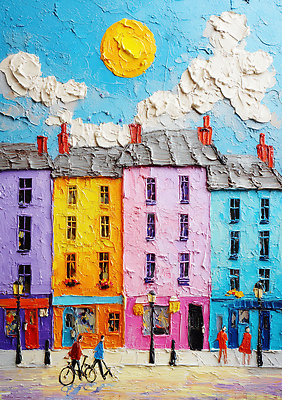 JPG 문화 예술 교통 일러스트 모션 자연 거리 회화 미술 풍경 여러명 건물 라이프 컬러풀 햇빛 자전거 도시 벽화 오후 국내일러스트 AI일러스트 AI콘텐츠 건축물 컬러 다수 문화예술 말하기 사람 생활 태양 바이크 그림 생태계 파일형식