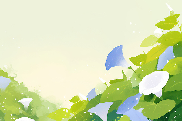 JPG 식물 꽃 화초 컬러 잎 일러스트 자연 아침 풍경 초록색 여름 파란색 햇빛 정원 식물원 화사함 수국 조화 뷰티풀 국내일러스트 AI일러스트 AI콘텐츠 주간 계절 컨셉 태양 생태계 파일형식