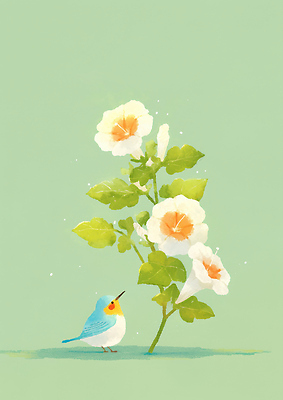 JPG 식물 동물 꽃 여유 백그라운드 일러스트 노래 자연 조류 생명 초록색 평화 환경 즐거움 조화 뷰티풀 색채 순간 국내일러스트 AI일러스트 AI콘텐츠 감정 음악 컬러 컨셉 생태계 파일형식