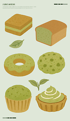 PSD 음식 컬러 일러스트 재료 자연 디저트 건강 쿠키 일본 도넛 차 달콤 맛 녹차 머핀 말차 카페인 타르트 비건 국내일러스트 아시아 음료 빵 컨셉 차_음료 생태계 파이_빵 채식주의자 파일형식