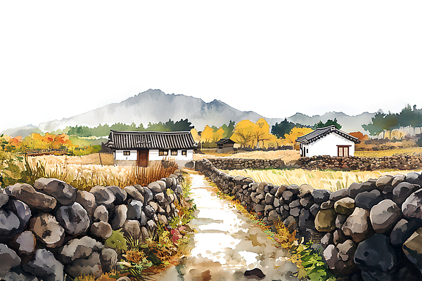 JPG 나무 전통 길 예술 일러스트 자연 하늘 산 한국 돌담 풍경 잔디 일상 고요 가을 농촌 변화 고향 뷰티풀 색채 국내일러스트 AI일러스트 AI콘텐츠 식물 계절 아시아 컨셉 라이프 담장 돌_바위 시골 생태계 파일형식
