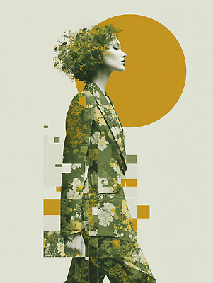 JPG 모델 편집이미지 헤어스타일 디자인 여자 패션 꽃 예술 패턴 자연 추상 걷기 모던 이미지 조화 색감 창의성 스타일 이미지편집 AI컴퓨터그래픽 AI콘텐츠 식물 무늬 모션 사람 생태계 파일형식