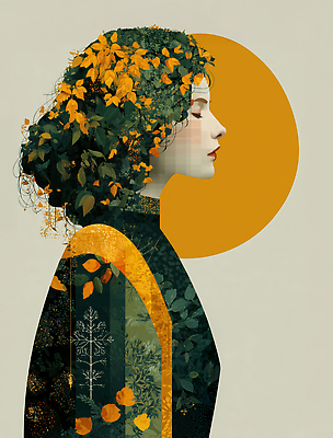 JPG 편집이미지 디자인 여자 꽃 예술 컬러 백그라운드 자연 나뭇잎 여름 오브젝트 그림 감성 조화 초상화 뷰티풀 창의성 프로필 스타일 이미지편집 AI컴퓨터그래픽 AI콘텐츠 식물 계절 컨셉 잎 사람 생태계 파일형식