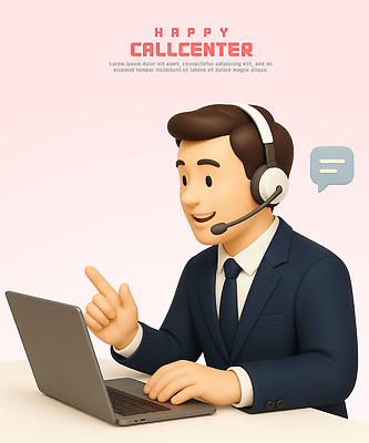 PSD 편집이미지 남자 행복 대화 웃음 컴퓨터 사무실 헤드셋 상담원 직원 상담 텔레마케팅 소통 편집3D 감정 음향기기 컨셉 비즈니스 표정 말하기 사람 전자제품 3D 헤드폰 사무원 서비스업 파일형식