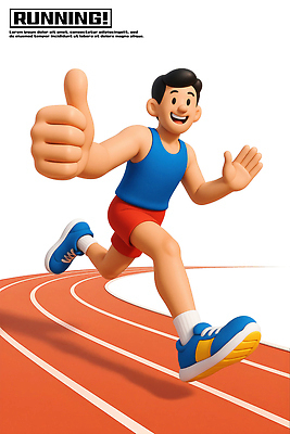 PSD 편집이미지 캐릭터 남자 스포츠 건강 달리기 운동 헬스 엄지손가락 트랙 편집3D 손가락 모션 사람 3D 파일형식