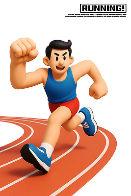 PSD 편집이미지 캐릭터 남자 스포츠 포즈 달리기 운동 헬스 에너지 목표 집중 연습 트랙 편집3D 컨셉 모션 건강 사람 3D 파일형식