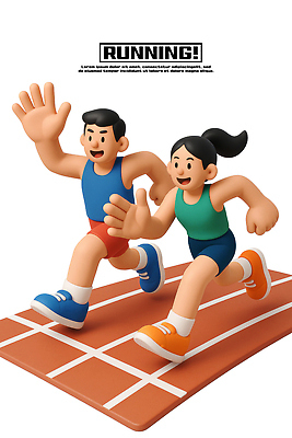 PSD 편집이미지 스포츠 신체 모션 협력 건강 친구 달리기 운동 경쟁 활발 육상스포츠 연습 즐거움 트랙 편집3D 감정 컨셉 관계 3D 파일형식
