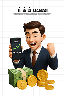 PSD 편집이미지 감정 돈 비즈니스 성공 금융 경제 스마트폰 동전 기쁨 시장 재산 주식 투자 수익 편집3D 컨셉 핸드폰 스마트기기 3D 파일형식