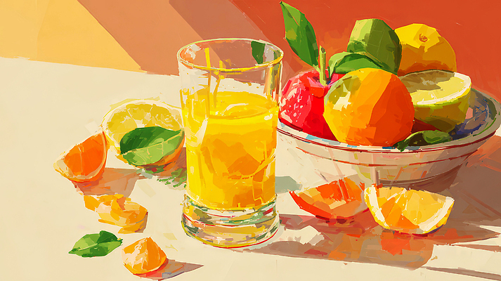 JPG 식물 음료 과일 일러스트 탁자 아침 디저트 요리 여름 햇빛 숫자 노란색 주황색 주스 신선 사과 레몬 화사함 국내일러스트 AI일러스트 AI콘텐츠 주간 문자 계절 음식 컬러 가구 컨셉 태양 파일형식