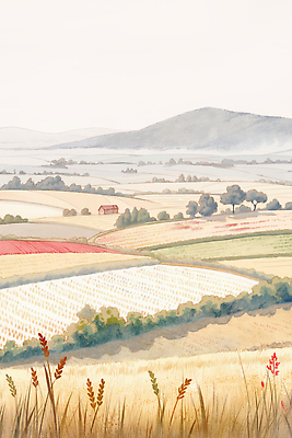 JPG 식물 농업 일러스트 자연 풍경 초원 농경지 평화 농사 일몰 들꽃 가을 시골 땅 언덕 생태계 조용 그라데이션 국내일러스트 AI일러스트 AI콘텐츠 계절 꽃 산업 컨셉 농장 노을 파일형식