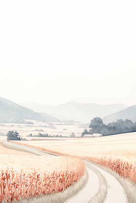 JPG 식물 길 농업 일러스트 자연 하늘 산 풍경 초원 여름 농경지 평화 일출 고요 농촌 땅 언덕 지역 전경 국내일러스트 AI일러스트 AI콘텐츠 계절 산업 컨셉 농장 노을 시골 생태계 파일형식 탑뷰