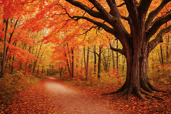 JPG 나무 편집이미지 길 여유 단풍 자연 풍경 빨간색 평화 환경 산책 가을 숲 방문 편집실사 AI포토 AI콘텐츠 식물 계절 감정 컬러 컨셉 잎 휴식 CG 생태계 파일형식