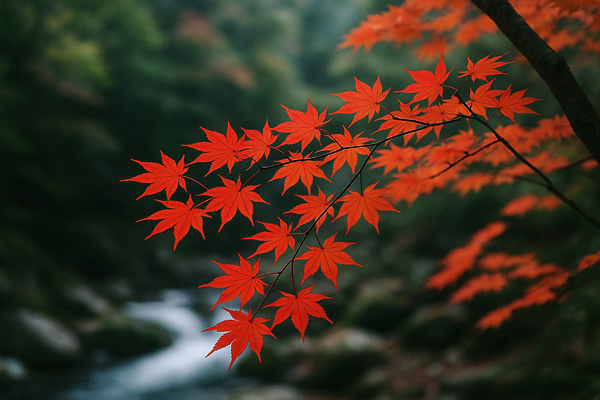 JPG 나무 편집이미지 단풍 잎 자연 산 풍경 빨간색 계곡 산책로 가을 나뭇가지 숲 차분 편집실사 AI포토 AI콘텐츠 식물 계절 길 컬러 컨셉 CG 생태계 파일형식