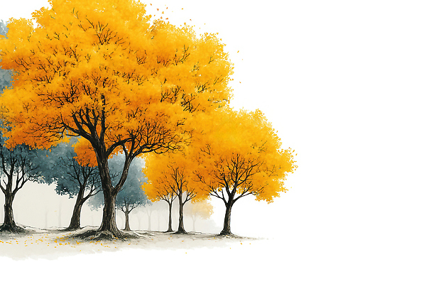 JPG 나무 사계절 계절 컬러 단풍 일러스트 자연 풍경 햇빛 평화 환경 정원 감상 산책로 가을 비교 조화 뷰티풀 전경 국내일러스트 AI일러스트 AI콘텐츠 식물 길 컨셉 잎 태양 생태계 파일형식 탑뷰