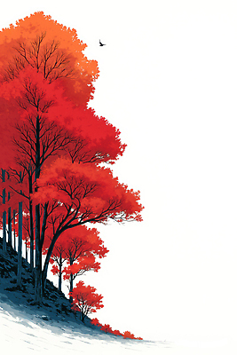 JPG 나무 여유 예술 여행 단풍 잎 일러스트 자연 날씨 산 풍경 빨간색 발코니 가을 물가 생태 숲 조경 조용 국내일러스트 AI일러스트 AI콘텐츠 식물 계절 감정 컬러 생태계 파일형식