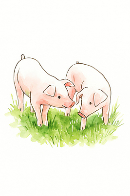 JPG 동물 여유 분홍색 일러스트 자연 놀이 생명 초원 농장 평화 귀여움 환경 가축 돼지 생태 먹이 유기농 동물보호 탐색 동물사육 국내일러스트 AI일러스트 AI콘텐츠 웰빙 감정 컬러 컨셉 농업 포유류 사회이슈 생태계 파일형식