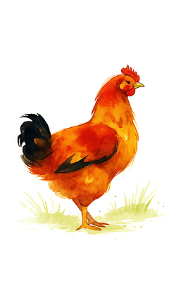 JPG 동물 농업 일러스트 자연 생명 수채화 털 초원 농장 노란색 정원 주황색 닭 그림 서식지 동물그림 국내일러스트 AI일러스트 AI콘텐츠 산업 컬러 조류 생태계 파일형식