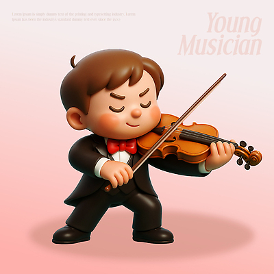 PSD 편집이미지 예술 악기 연주 3D캐릭터 미소 정장 소년 공연 음악가 분위기 클래식 연습 바이올린 열정 편집3D 직업 캐릭터 옷 남자 감정 어린이 음악 컨셉 현악기 표정 이벤트 3D 파일형식