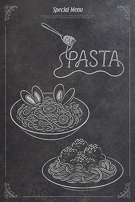 PSD 디자인 음식 일러스트 파스타 흑백 요리 레스토랑 식사 매력적 고급 고객 모던 메뉴 국내일러스트 컨셉 서양음식 촬영기법 식당 파일형식