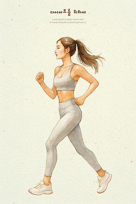 PSD 라이프스타일 여자 다이어트 일러스트 건강 야외 일상 운동복 달리기 조깅 운동 헬스 스트레칭 활발 유산소운동 국내일러스트 옷 컨셉 모션 사람 라이프 생활 파일형식