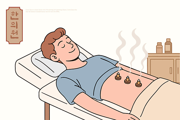 전통 남자 신체 일러스트 의학 휴식 스트레스 건강 치료 건강관리 한의학 약재 마음 편안함 한의원 한의사 뜸 자연요법 국내일러스트 AI파일 컨셉 병원 관리 사람 약 의사 감각 파일형식 벡터