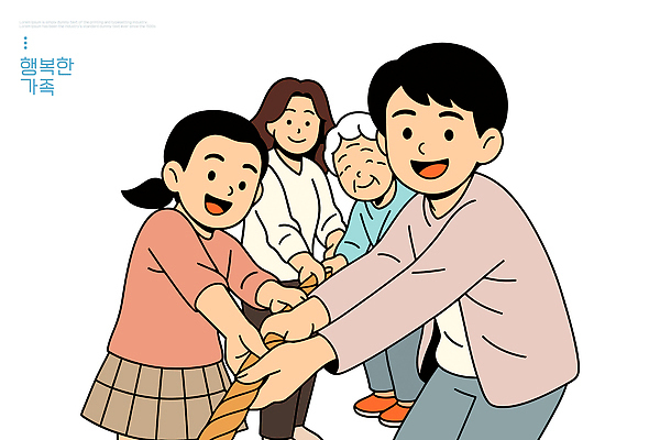 행복 어린이 스포츠 일러스트 가족 모션 놀이 커뮤니케이션 협력 함께함 따뜻함 미소 성인 전통놀이 그리기 즐거움 줄다리기 순간 국내일러스트 AI파일 전통 감정 컨셉 관계 표정 사람 파일형식 벡터