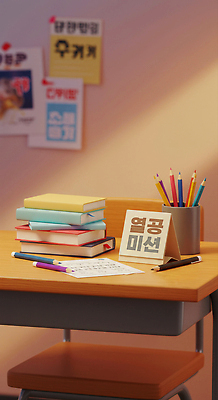 JPG 편집이미지 학생 교육 컬러 교실 문구용품 조명 책 학습 필기구 메모지 분위기 사물함 책상 이미지편집 AI컴퓨터그래픽 AI콘텐츠 가구 컨셉 학교 사무용품 오브젝트 파일형식