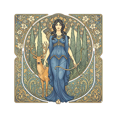 JPG 나무 캐릭터 전통 디자인 여자 꽃 예술 컬러 백그라운드 일러스트 자연 사슴 화려 활 작품 조화 궁수 뷰티풀 스타일 국내일러스트 AI일러스트 AI콘텐츠 식물 컨셉 포유류 미술 사람 생태계 파일형식