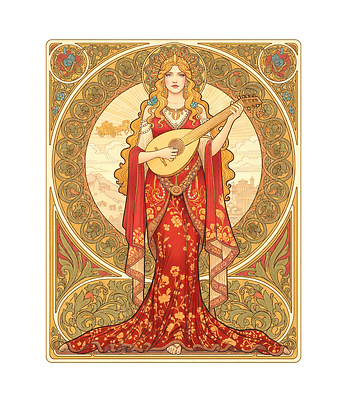 JPG 캐릭터 디자인 드레스 여자 예술 악기 음악 컬러 패턴 일러스트 수채화 표정 풍경 장식 우아함 그림 조화 루트 뷰티풀 국내일러스트 AI일러스트 AI콘텐츠 옷 컨셉 무늬 문화예술 사람 파일형식