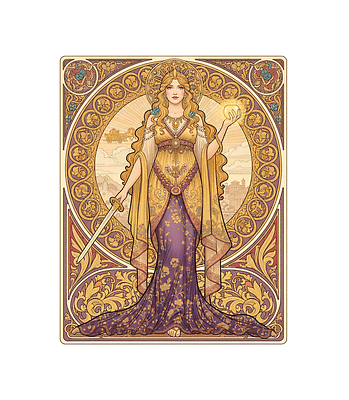 JPG 캐릭터 전통 드레스 예술 상징 컬러 일러스트 공 풍경 장식 표현 중세 신화 뷰티풀 색감 여신 디테일 국내일러스트 AI일러스트 AI콘텐츠 옷 역사 파일형식