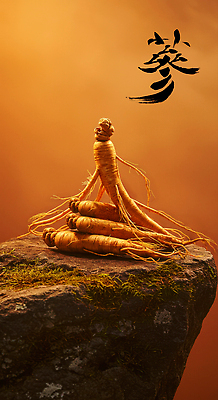 JPG 식물 편집이미지 전통 백그라운드 자연 한국 건강 돌_바위 인삼 약초 유기농 특산물 뿌리 조화 이미지편집 AI컴퓨터그래픽 AI콘텐츠 웰빙 아시아 풀_식물 삼 생태계 파일형식