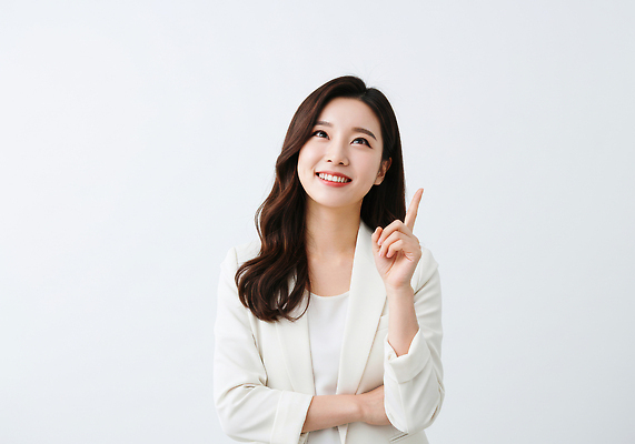 JPG 편집이미지 여자 포즈 백그라운드 손가락 아이디어 표정 밝음 미소 자신감 수행 소통 창의력 의료성형뷰티 세련 강조 편집실사 AI인물포토 AI콘텐츠 손 감정 컨셉 사람 CG 파일형식 AI포토