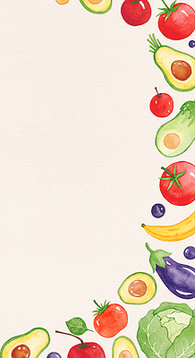 JPG 디자인 컬러 토마토 채소 과일 일러스트 자연 수채화 바나나 건강 요리 그래픽 인테리어 식사 공백 신선 유기농 아보카도 색감 국내일러스트 AI일러스트 AI콘텐츠 웰빙 생태계 파일형식