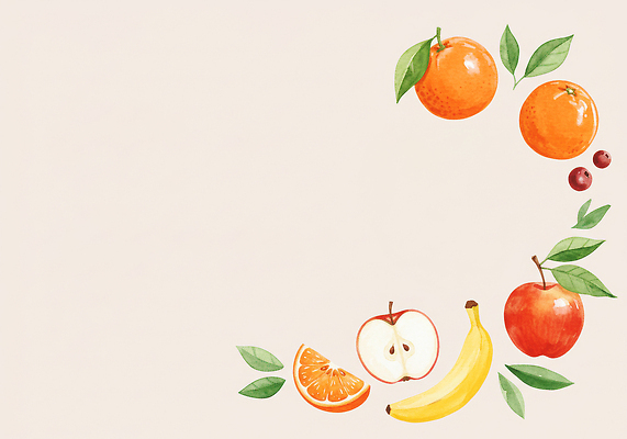 JPG 식물 디자인 예술 컬러 백그라운드 과일 일러스트 자연 수채화 바나나 건강 여름 신선 사과 그림 조화 국내일러스트 AI일러스트 AI콘텐츠 계절 생태계 파일형식