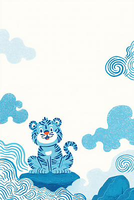 JPG 동물 구름 캐릭터 디자인 행복 예술 백그라운드 일러스트 자연 동화 파란색 귀여움 표현 호랑이 즐거움 그림 긍정적 상상력 아기자기 국내일러스트 AI일러스트 AI콘텐츠 자연요소 감정 컬러 컨셉 포유류 생태계 파일형식