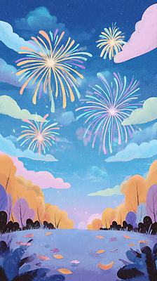 JPG 나무 구름 하늘색 일러스트 자연 하늘 불꽃놀이 밝음 풍경 빛 평화 축제 가을 저녁 즐거움 조화 뷰티풀 국내일러스트 AI일러스트 AI콘텐츠 자연요소 식물 계절 감정 컨셉 놀이 파란색 야간 생태계 파일형식