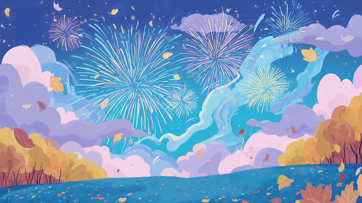 JPG 나무 구름 컬러 단풍 일러스트 자연 하늘 날리기 바람 불꽃놀이 풍경 이벤트 축제 가을 화려 저녁 즐거움 뷰티풀 풍요 국내일러스트 AI일러스트 AI콘텐츠 자연요소 식물 계절 감정 컨셉 잎 모션 놀이 날씨 야간 생태계 파일형식