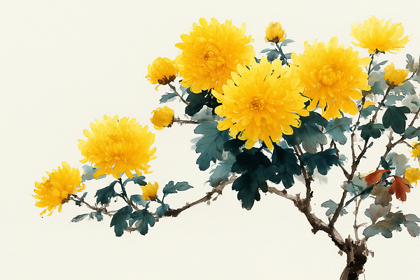 JPG 식물 꽃 감정 화분 예술 잎 일러스트 자연 생명 수채화 국화 장식 여름 노란색 정원 봄 꽃꽂이 뷰티풀 국내일러스트 AI일러스트 AI콘텐츠 계절 컬러 생태계 원예 파일형식