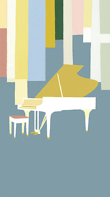 JPG 디자인 예술 음악 컬러 의자 일러스트 장식 인테리어 방 분위기 피아노 편안함 모던 그림 감성 조화 뷰티풀 색채 창의성 국내일러스트 AI일러스트 AI콘텐츠 가구 컨셉 문화예술 감각 건반악기 파일형식