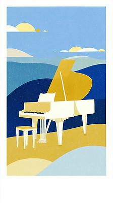 JPG 감정 예술 음악 바다 컬러 일러스트 자연 하늘 풍경 해변 여름 노란색 평화 소리 일몰 분위기 피아노 조화 뷰티풀 순간 창작 국내일러스트 AI일러스트 AI콘텐츠 계절 컨셉 문화예술 노을 건반악기 생태계 파일형식